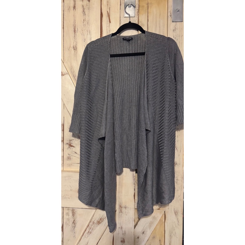 Eileen Fisher Women Grey Cardigan Sweater Over-shirt Linen Silk‎ Petite Large